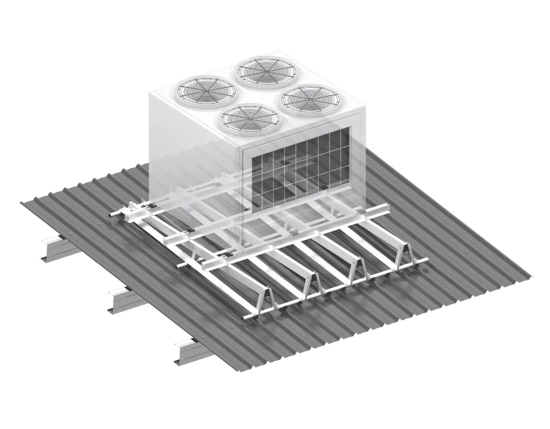 [CM03.18.6] Monkeytoe  Condenser Roof Mounts CM03.18.6 Wind & Seismic Rated HD Roof mount rated 300kg: 1800mm purlins, 600mm adjustable upright