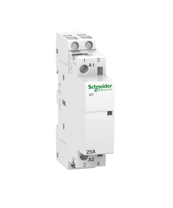 [A9C20732] Schneider 25 Amp ACTI9 ICT Contactor With 240 Volt AC Coil 2 x N/O Auxiliary Contact