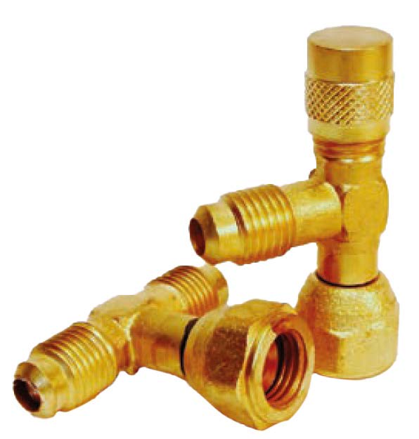 [215-040404] Brass Tee 1/4MFx1/4MFx1/4FF (Schrader Access Tee)